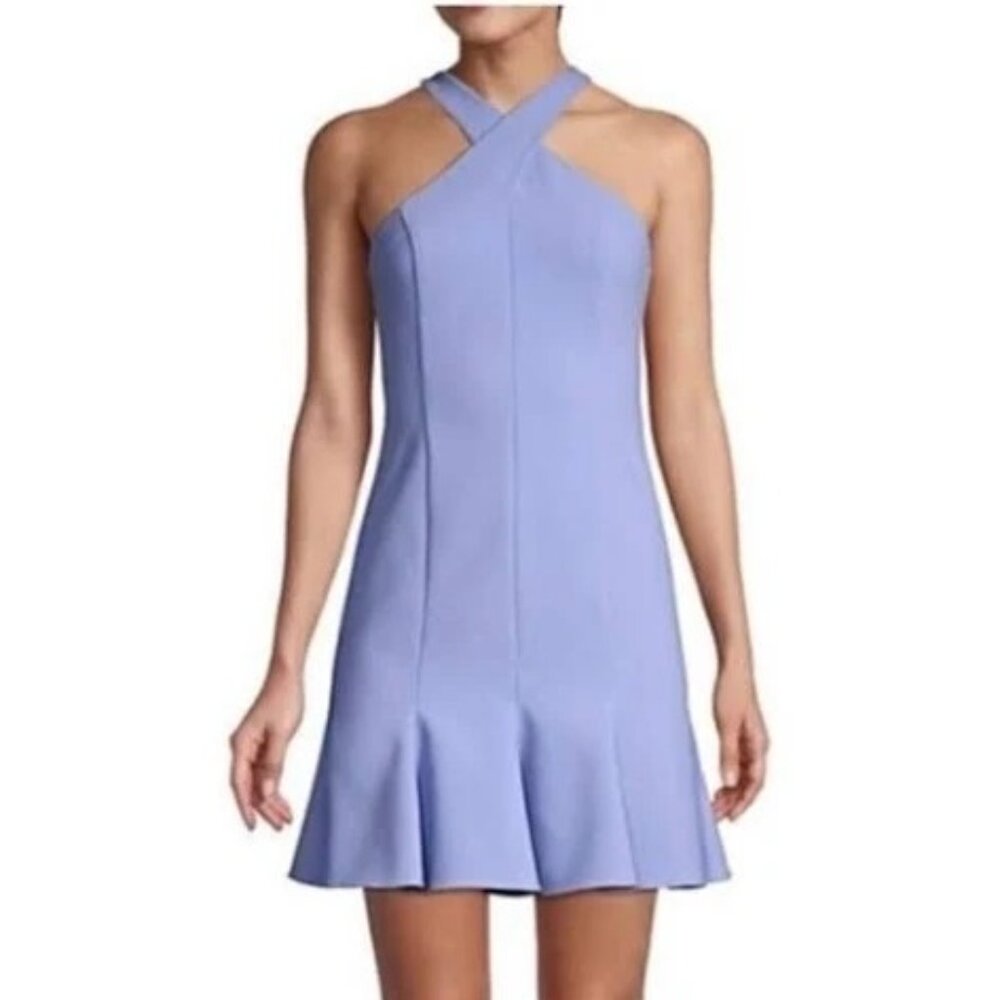 Likely Women's Carolyn Halter in Periwinkle Criss Cross Neck Mini Dress, 6